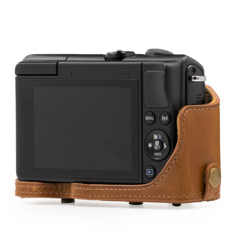 MegaGear Ever Ready Leather Camera Case Compatible with Canon EOS M200, M100 (15-45mm) Light Brown