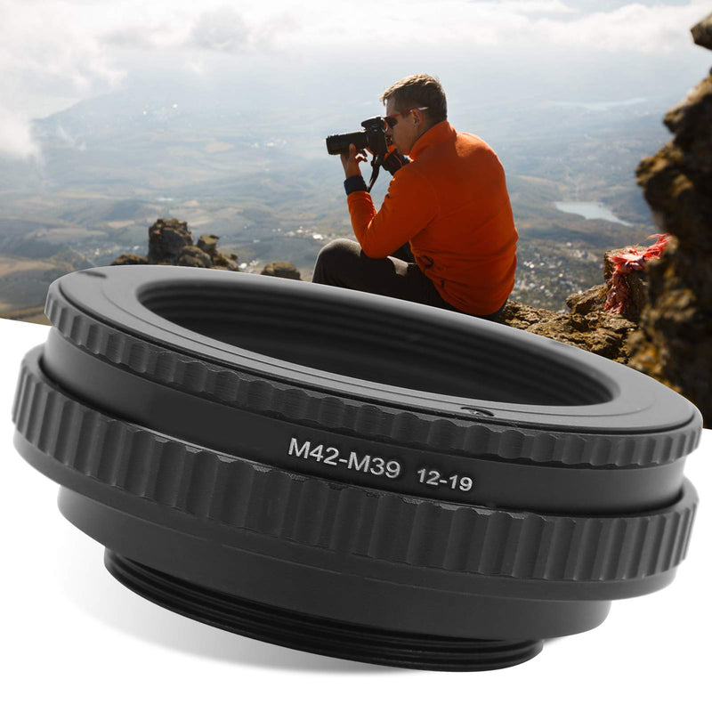 Metal Focus Macro Extension Tube Adapter Ring,M42‑M39 12‑19mm Macro Lens Focusing Tube,Aluminium Alloy Refit Amplification Lens,with M42,M39 Threaded Interface,for Lenses without Focusing System.
