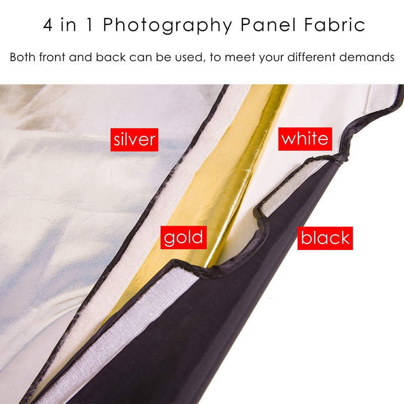 Selens Photography Panel Fabric 23.6x29.5inch 4-in-1 Cover Cloth for Photo Studio Reflector Stainless Flag, Gold/Black/Silver/White 23.6x29.5inches