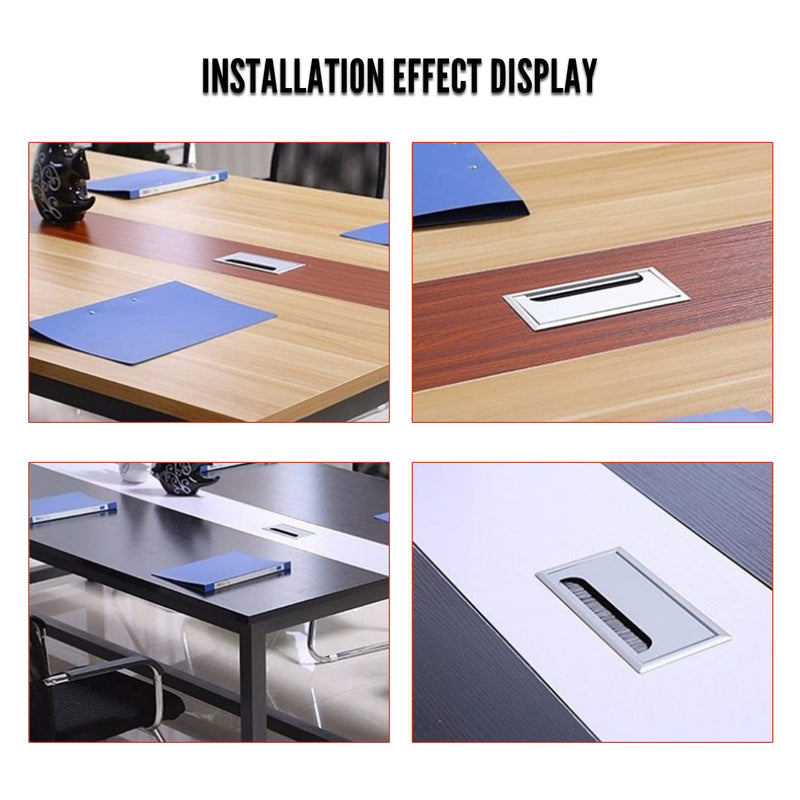 MroMax 5.83"x2.68" (Base L x Base W) Desk Grommet Aluminum Alloy 148x68mm Cable Hole Cover Cord Desk Rectangle Grommets Arrange Wires Organizer for Home Office Desk Cable Cord 1Pc Silver 160mm x 80mm (L x W)
