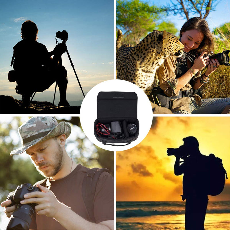 BOMKEE Camera Inserts Lens Padded Insert Liner DSLR SLR Protective Bag Camera Cube Roomy Case Waterproof Foldable Pouch for Camera Lens Accessories Sony Canon Nikon Olympus (Black) Black