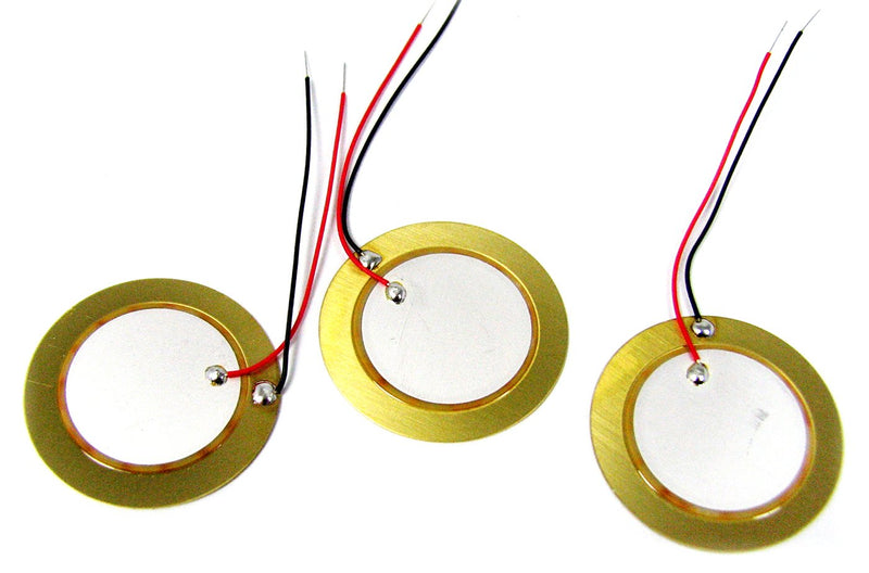 3-pack 27mm Piezoelectric Disk Elements (Contact Pickups) with 2" Leads