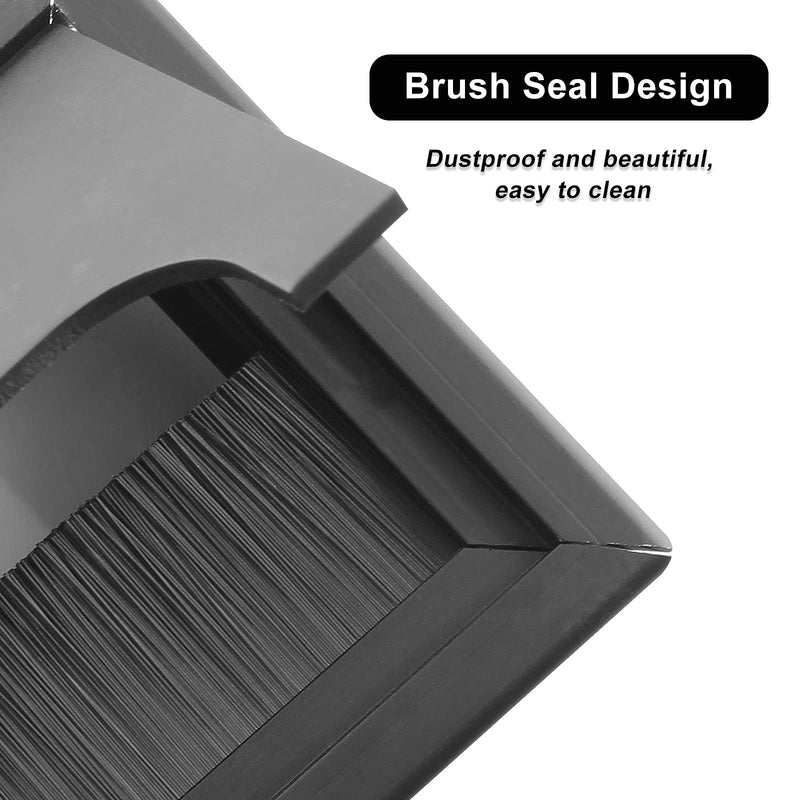 Bonsicoky 2Pcs Square Brush Desk Cord Grommet 3 Inch 80mm x 80mm Dust-Proof Metal Desk Cable Hole Cover for Computer Desk, Office Desk, Black