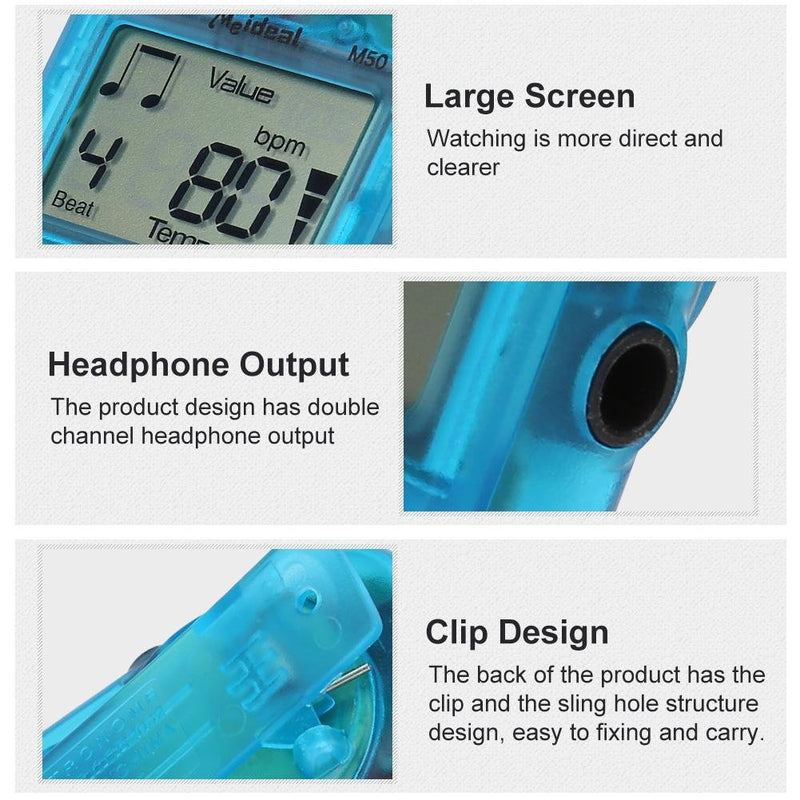 Mini Metronome, M50 LCD Digital Beat Tempo for Piano, Violin, Guitar, Trap Drum(Blue)