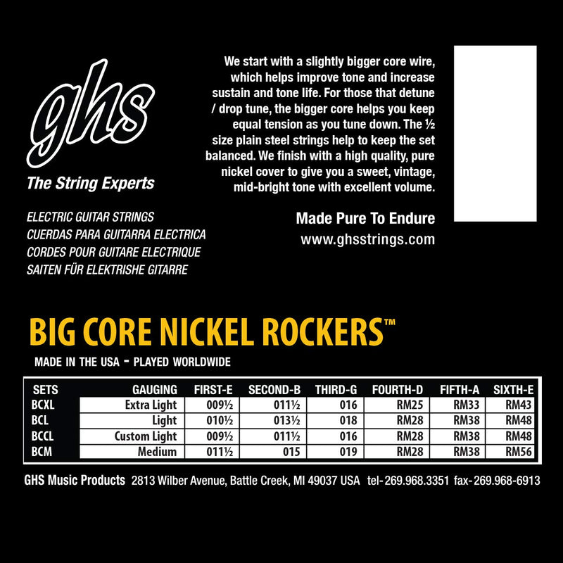 GHS BCL 10.5 - 48 Big Core Nickel Rockers Guitar String Set Light