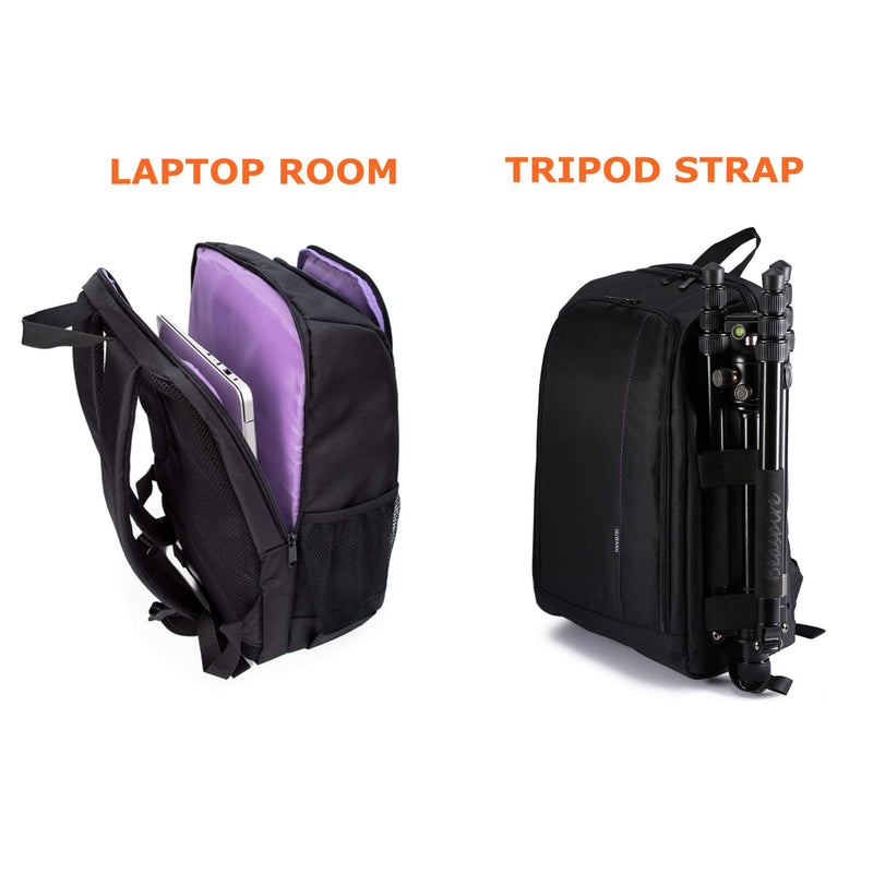 G-raphy Camera Backpack Photography Bag with Laptop Compartment/Tripod Holder for Dslr SLR Cameras (Purple) Purple