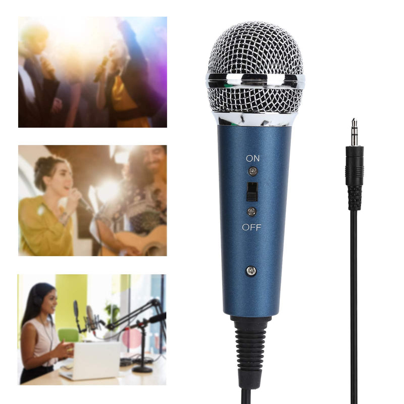 Lazmin112 Handheld Microphone, Wired Cardioid Pointing Condenser Mic with UShaped 3.5mm Audio Adapter, Realtime Monitoring, for Computer Karaoke(blue) blue