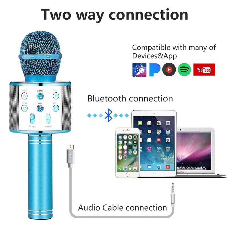 [AUSTRALIA] - Wireless Bluetooth Karaoke Microphone, Portable Karaoke Machine for Kid Birthday Party Christmas, Best Gifts Toys for Girls Boys Blue 