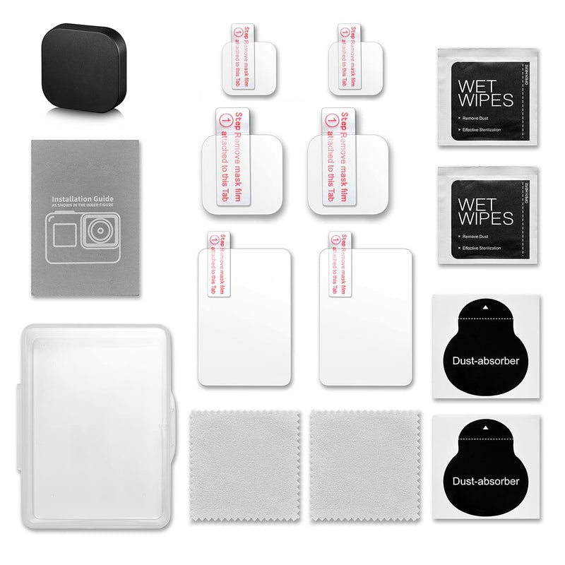 Screen protector for GoPro Hero 10/hero 9 black ultra transparent tempered glass 6 pieces TPE rubber lens Cap accessories