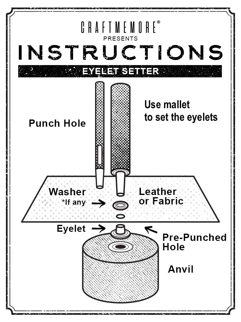 CRAFTMEMORE 5/16" Grommet Tool Kit Eyelet Setting Tool Grommet Setter Hole Punch Cutter & Pack of 100 Grommets (5/16" (8mm) Inside Diameter) 5/16" (8 mm)