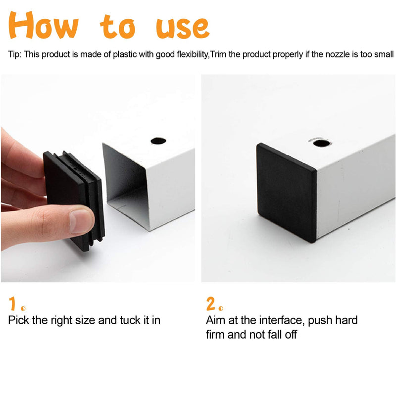 25pcs 1 inch Steel Pipe Plastic Plug,Chair Glide,Pipe Tubing End Cap,Plastic Plugs,Plastic End Caps,Square Plug,Square Plastic Plug type 1