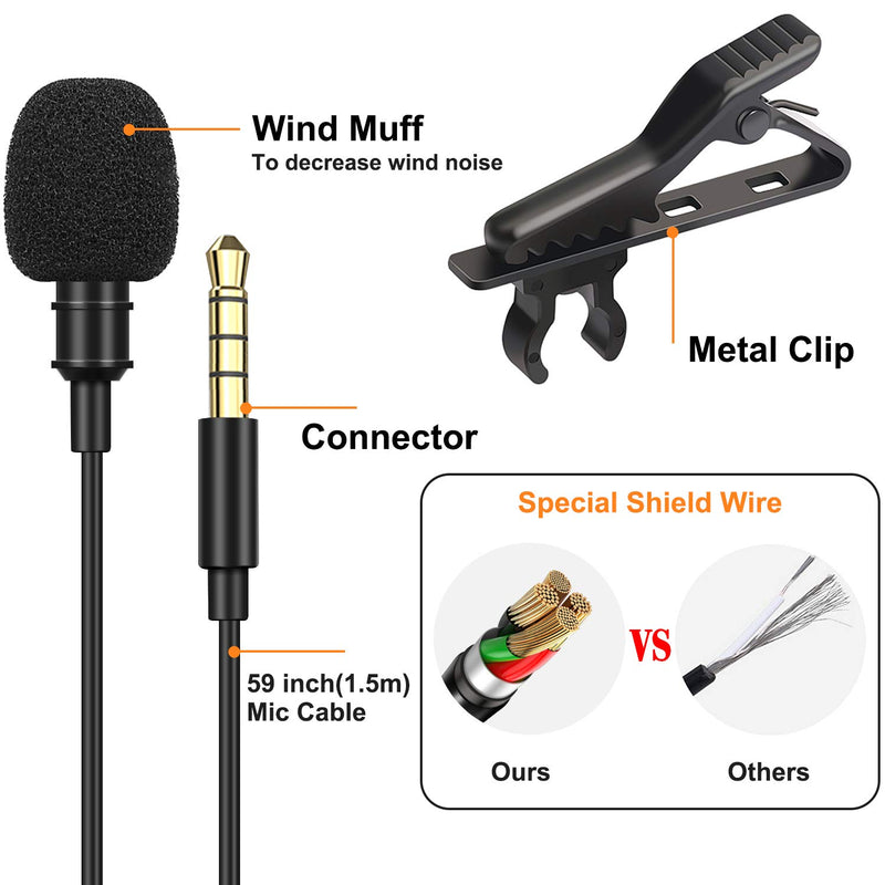 [AUSTRALIA] - Eocean Professional Grade Microphone ­Omnidirectional Mic with Easy Clip On System ­ Perfect for Vlog/Live Broadcast/Recording YouTube/Interview/Video Conference/Podcast/iPhone/ASMR 