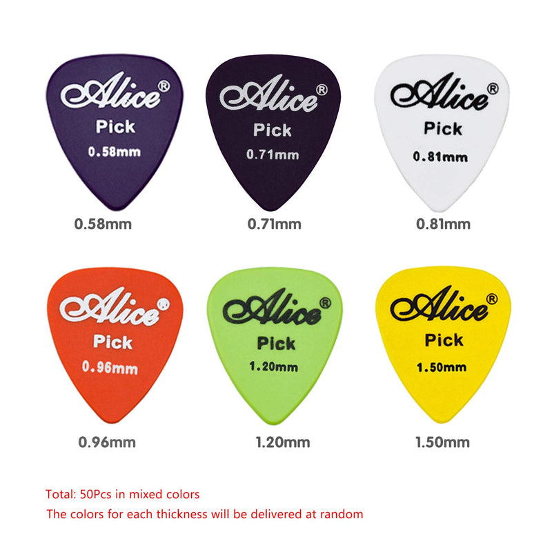 NATEE 50 Pcs Guitar Picks Variety, Felt Ukulele Picks Economy Multi Fiesta Unique Designs in Assorted Colors & Celluloid Finish Different Sizes Awesome for Acoustic, Bass, or Electric Guitars