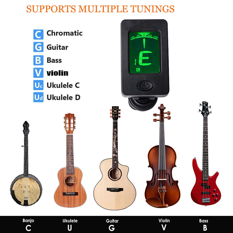 Guitar Tuner Clip-On Tuner with Guitar Capo Rosewood Color Capo for Acoustic Electric Guitar Bass Violin Ukulele
