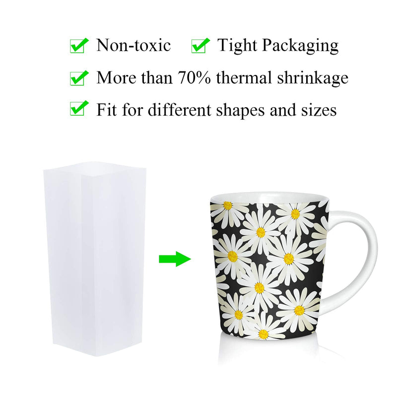 50 Pieces Sublimation Shrink Wrap Film Heat Shrink Wrap Bags White Shrink Wrap Tube for Mugs and Blanks Sublimation, 5 Different Sizes, 9 x 14 Inch, 8 x 8 Inch, 7 x 11 Inch, 5 x 10 Inch, 4 x 3 Inch