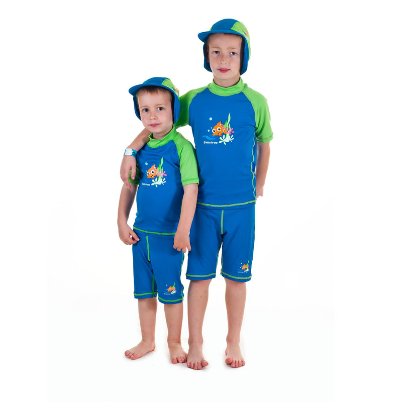 Boys Size Xs Blue/Green Sun Uv Protective Beach Safari Swim Flap Hat for Kids Age 1-2 Years Old