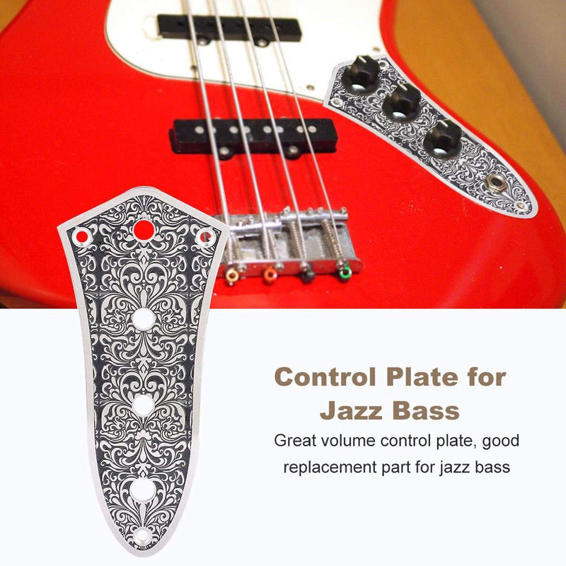 Dilwe Bass Control Plate, Jazz Switch Control Plate with Black Patterns for Jazz Bass Guitars