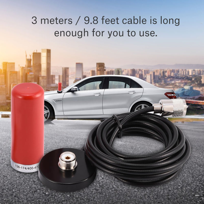 Zerone VHF/UHF Dual-Band Vehicle Mobile Radio Antenna with Magnetic Mount Base Cable for Car Two-Way Radio Walkie-Talkie(Red)