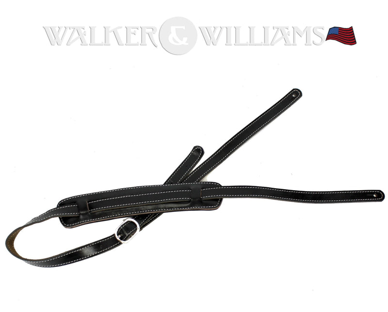 [AUSTRALIA] - Walker & Williams Vintage Slash Strap Premium Black Leather Extra Long Up To 61" 