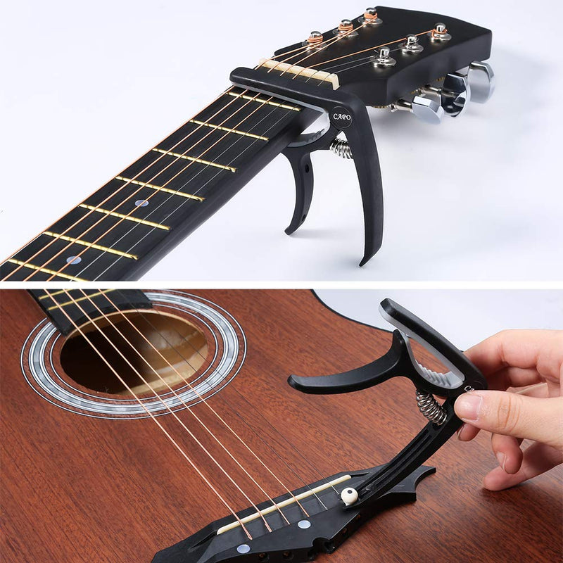 Auihiay 51 PCS Acoustic Guitar Strings Kit Include Guitar Strings, Guitar Capo, Music Book Clip, Guitar Picks, String Winder, Bridge Pins, Cleaning Cloth