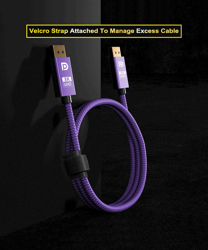 [AUSTRALIA] - Itramax 8K 60Hz DisplayPort Cable 6.6FT (2-Pack),DP 1.4 Male Ultra High Speed Cord for Laptop/PC/TV/Gaming Monitor,Support HBR3 Bandwidth of 32.4Gbps,4K@144Hz,2K@165Hz,1080P@240Hz(DP 1.2 Compatible) Purple 