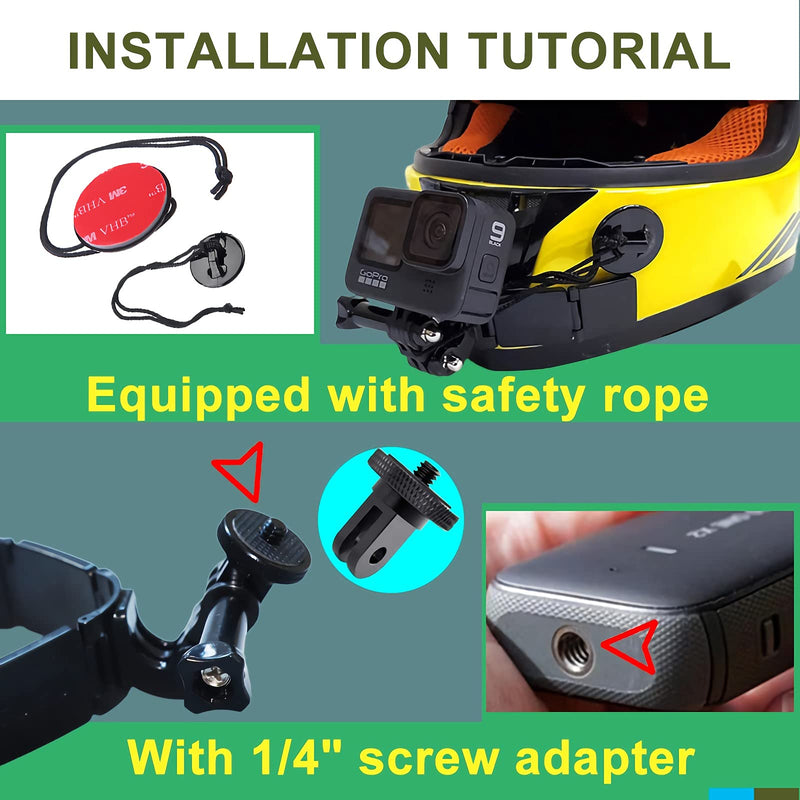 SRUIM Motorcycle Accessories Helmet Chin Mount Kit for Insta360 One X2, X, R, Go 2, GoPro Hero 10, 9, 8, 7, 6, 5, 4, Session, 3+, DJI Osmo Action 2, AKASO, SJCAM, Xiaomi Yi Action Cameras