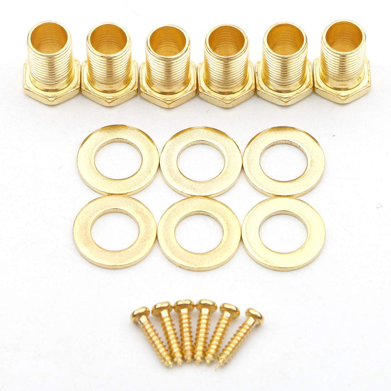 Swhmc 6pcs Gold 3L3R Chrome Tuning Key Peg, Guitar Parts 3 Left 3 Right Tuners, Guitar String Tuning Pegs Machine Head Tuners for Acoustic or Electric Guitar