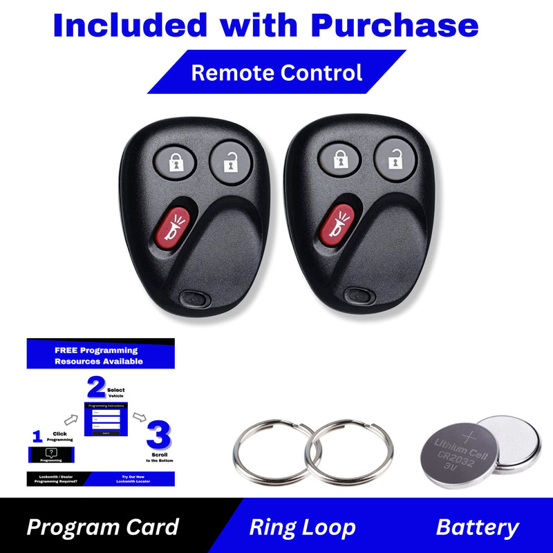 KeylessPros 3-Button Replacement Key Fob Keyless Entry Remote, fits Chevy Suburban Tahoe Avalanche Silverado, GMC Sierra Yukon, Cadillac Escalade, 21997127, LHJ011 (2-Pack) 3-BTNx2