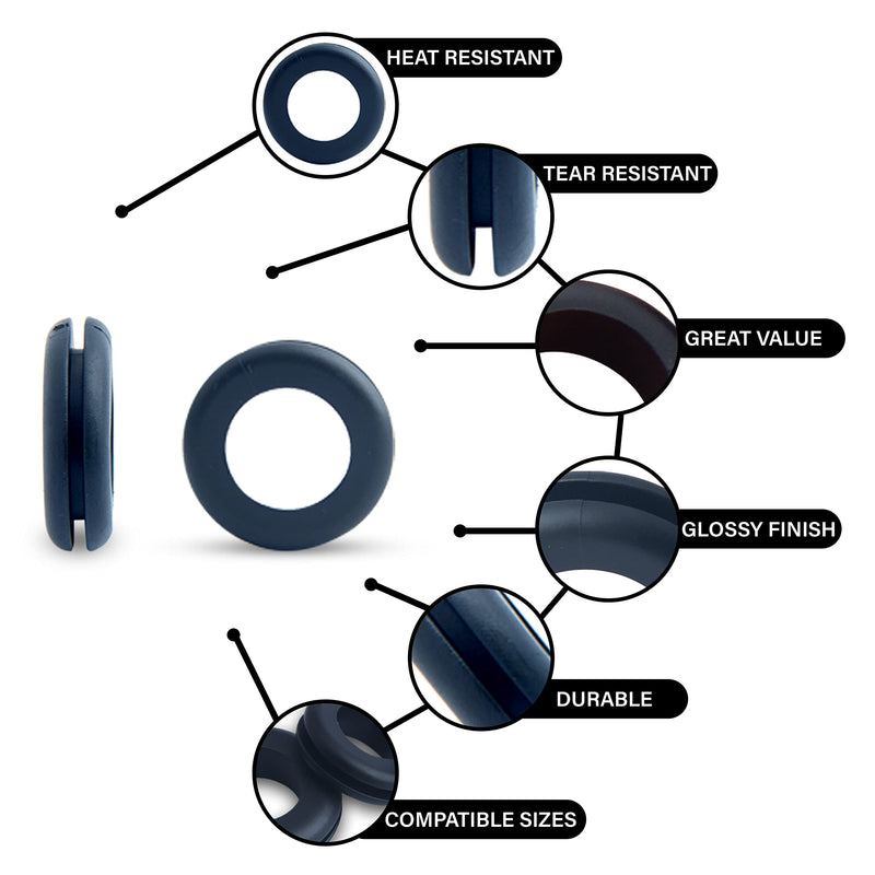 [AUSTRALIA] - Brexxty Pack of 180 Rubber Grommet Kit in 8 Sizes – Rubber Wire Grommets with Compact Assortment Box for Wiring, Plumbing, Hardware Repair, and Automotive 