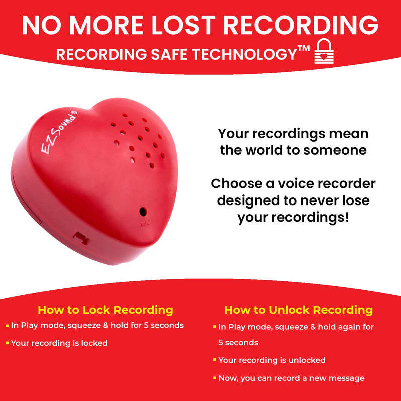 EZSound Voice Recorder for Stuffed Animal | 2 Pack - 30 Seconds Push Button Sound Recorder | Create Heartbeat Bear for Newborn | Personal Voice Message Recordable Sound Module for Toys (Red) 2Pack + Red