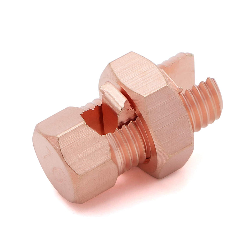 Kuejotty 10PCS Solid Copper Split Bolt Connector,Ground Wire Clamp-6AWG