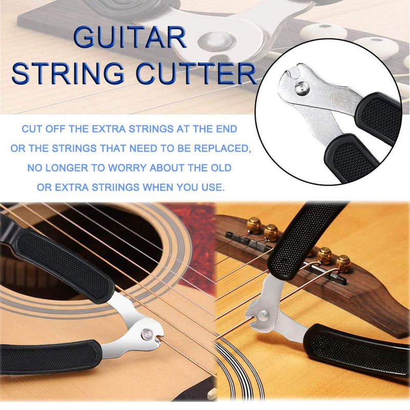 Guitar String Winder Cutter Bridge Pin Puller, Multifunctional 3-in-1 Acoustic Electric Musical Instrument Maintenance Repair and Restringing Accessories Tool