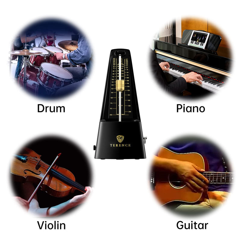 [AUSTRALIA] - Mechanical Metronome, Universal Metronome for Piano Guitar Violin Drums and Other Instruments, Loud Sound, Accurate Track Beat and Tempo for Beginners(Black) 