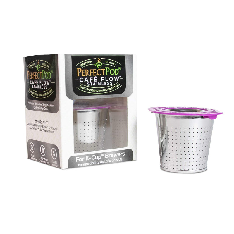 [AUSTRALIA] - Cafe Flow Stainless Steel Reusable Metal Coffee Pod Refillable Filter Cup | Compatible with Keurig 1.0, 2.0, K-Mini, K-Duo, K-Slim & Select Single K Cup Coffee Makers (See Compatibility Chart) 