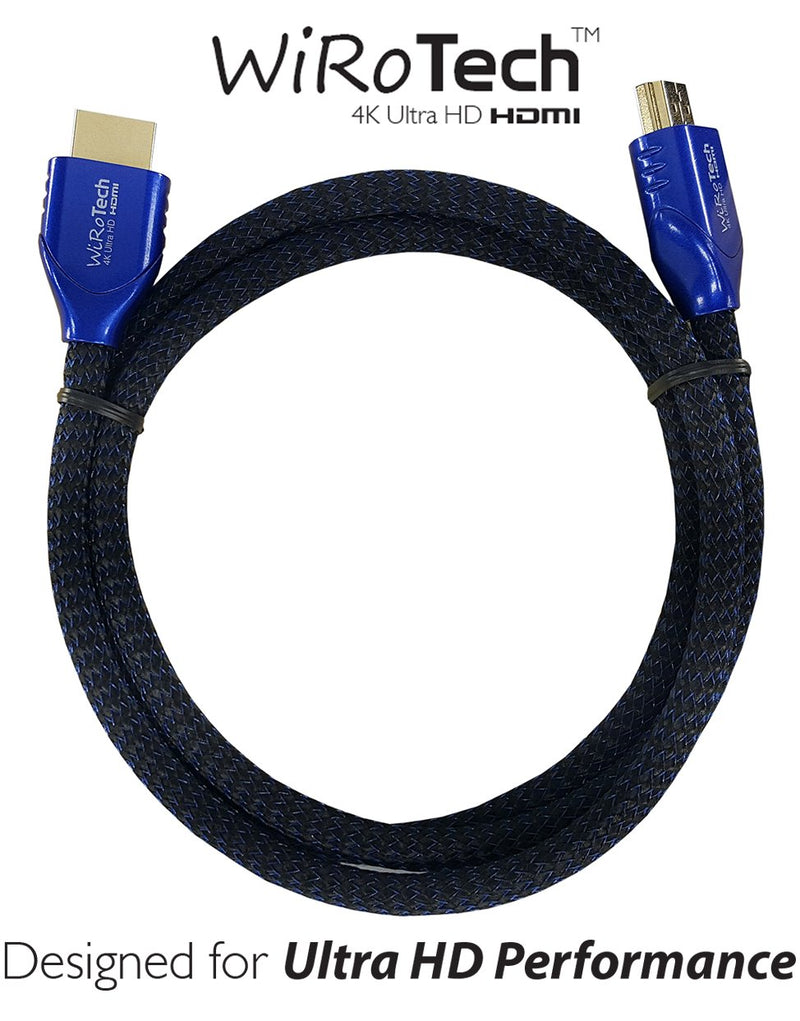 WiRoTech HDMI Cable 4K Ultra HD with Braided Cable, HDMI 2.0 18Gbps, Supports 4K 60Hz, Chroma 4 4 4, Dolby Vision, HDR10, ARC, HDCP2.2 (3 Feet, Blue) 3 Feet