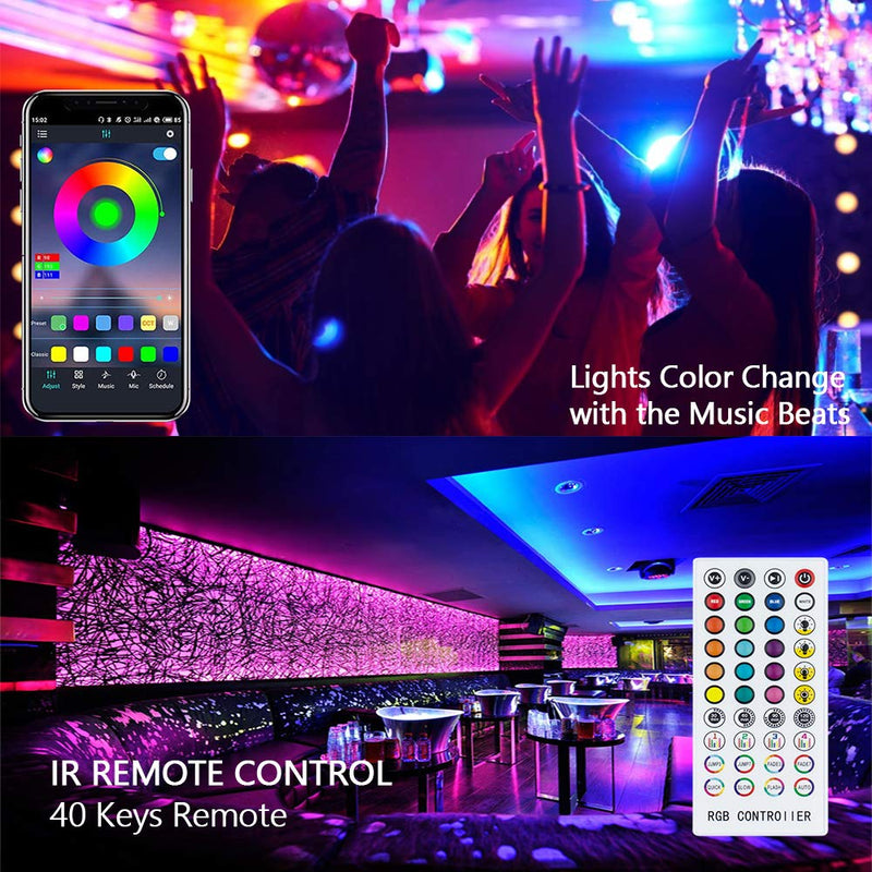 [AUSTRALIA] - LED Strip Lights, 16.4ft RGB Color Changing Light Strip Kit with Remote and Control Box, Waterproof Flexible Phone App Controlled Music Light Strip with Bright 5050 LED, for Room TV Cupboard Party 