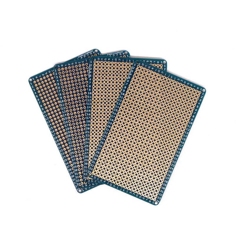 Treedix 4 pcs Solderable BreadBoard Universal Board PCB Prototype Shield Board Double Sided Tinned Gold Plated Holes Compatible with Arduino Kit Raspberry Pi Shield Prototyping and Testing