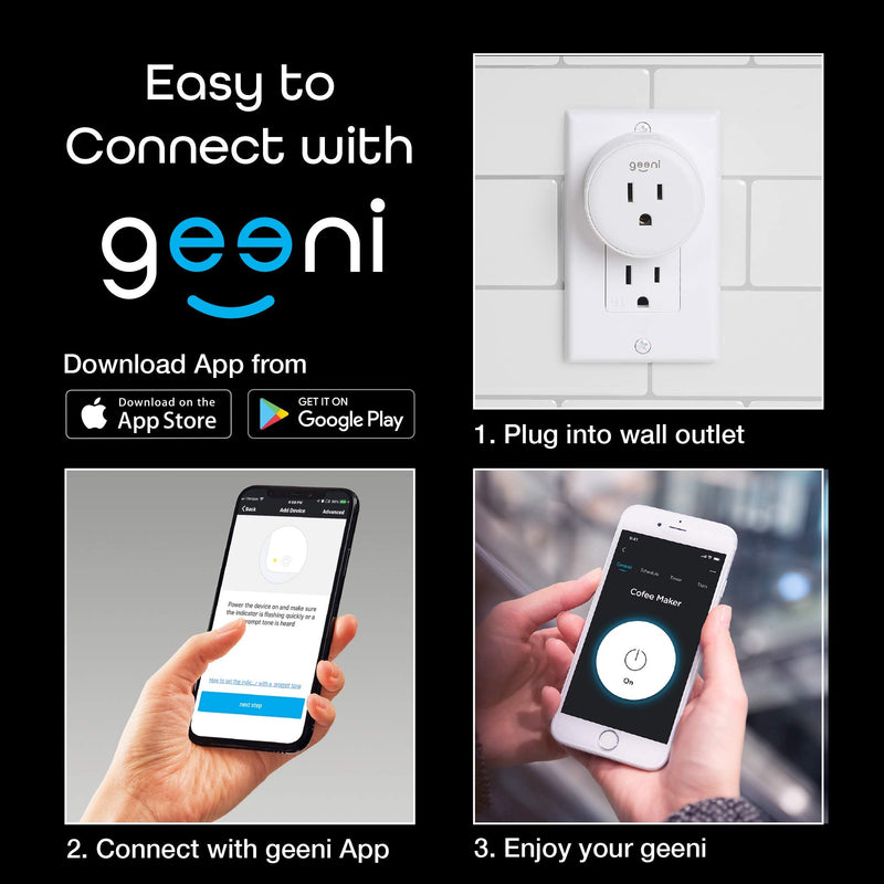 Geeni DOT Smart Wi-Fi Outlet Plug, White, (2 Pack) – No Hub Required – Works with Amazon Alexa and Google Assistant, Requires 2.4 GHz Wi-Fi Smart Dot Wi-Fi Plug - 2 Pack