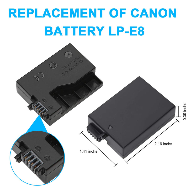 ACK-E8 AC Power Adapter Supply Wmythk DR-E8 DC Coupler Charger kit for Canon EOS Rebel T5i, T4i, T3i, T2i, 700D, 650D, 600D, 550D, Kiss X6, Kiss X5, Kiss X4 DSLR Cameras, Replacement of LP-E8 Battery