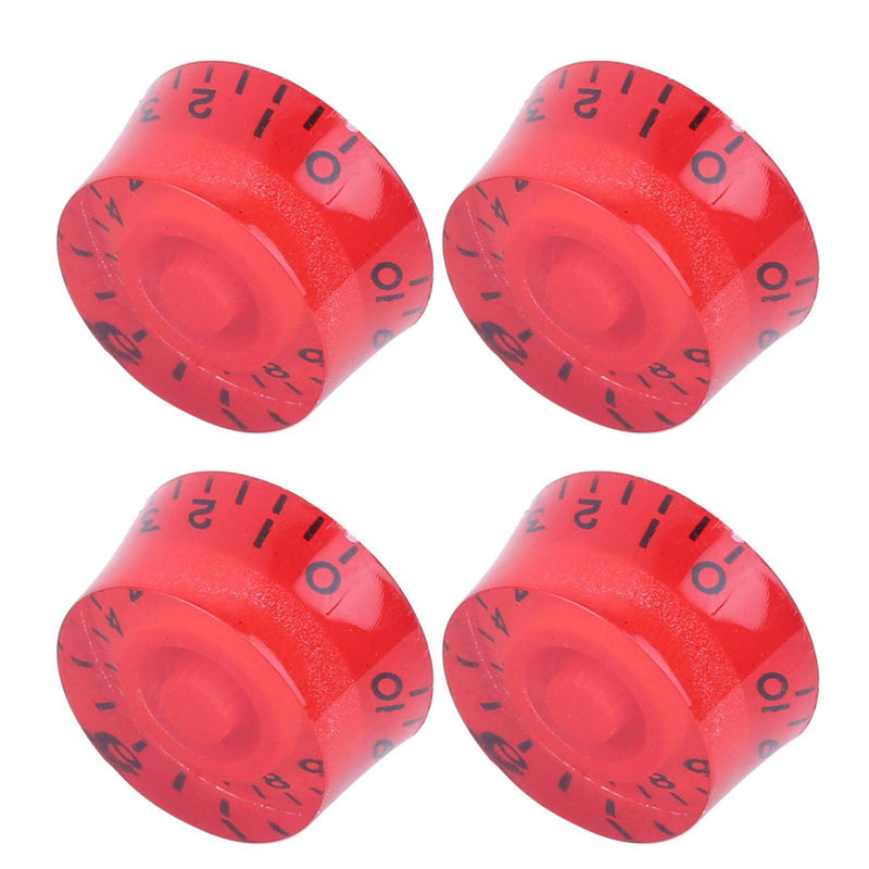 4Pcs Electric Guitar Knobs,Acrylic Bass Electric Guitar Volume Control Potentiometer Hat Guitar Accessories Multiple Colors Clear Prints(red-black) red-black