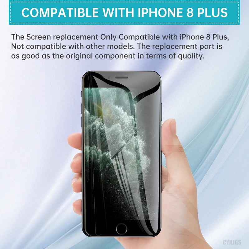 for iPhone 8 Plus Screen Replacement with Home Button Black Repair Kit 3D Touch LCD Display Digitizer Full Assembly with Front Camera Ear Speaker Sensor Glass Fix Tool 8plus 5.5" for A1864 A1897 A1898