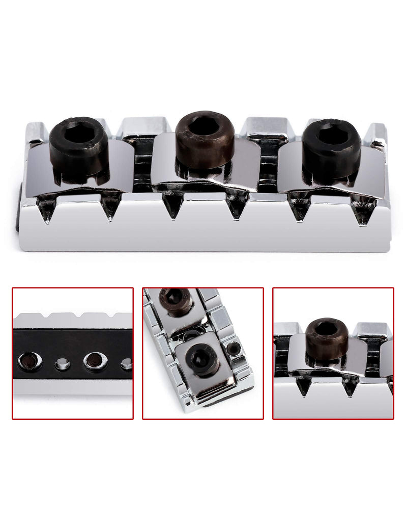 Holmer Guitar String Locking Nut for Flord Rose Style Adjustable Height Locking Guitar Tremolo Bridge with Mounting Screw Shims and Wrench Crome. Chrome