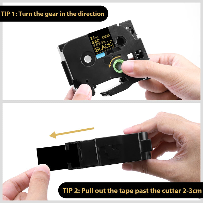 [AUSTRALIA] - Label KINGDOM 24mm Gold on Black Label Tape Replacement for Brother P-Touch TZe-354 TZe354 1 Inch TZe Tape 24mm 0.94 Laminated Black Compatible with Brother Ptouch PTD600 PTP700 PTP750W PT2730, 3-Pack 24mm (1") 