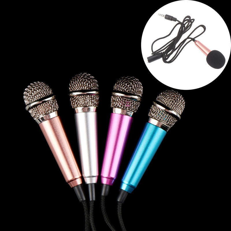 4Pcs Mini Microphone with Omnidirectional Stereo Mic for Voice Recording, Portable Microphone Chatting and Singing on Apple Phone, Android