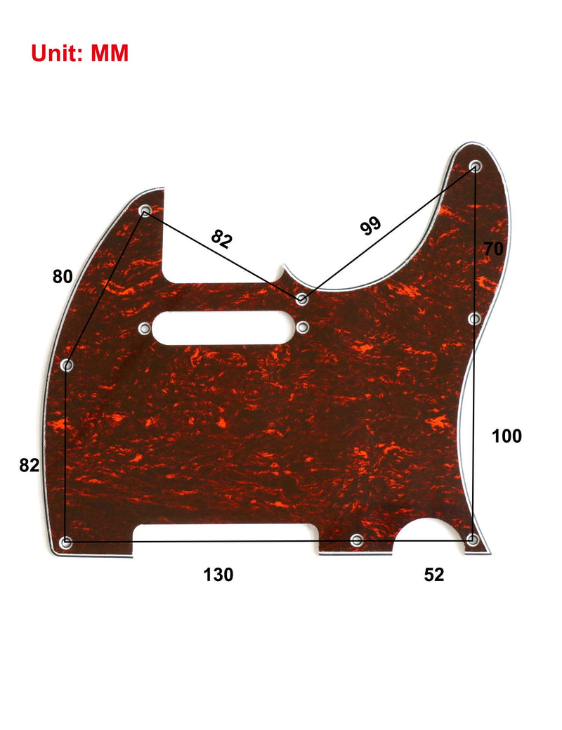 Metallor Electric Guitar Pickguard Scratch Plate 3 Ply Single Coil Compatible with Tele Telecaster Style Electric Guitar Parts Replacement. (Red Tortoise) Red Tortoise