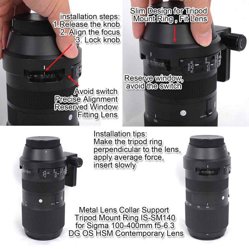 IShoot Tripod Mount Ring For Sigma 100-400mm Lens With Arca-Swiss Quick Release Plate