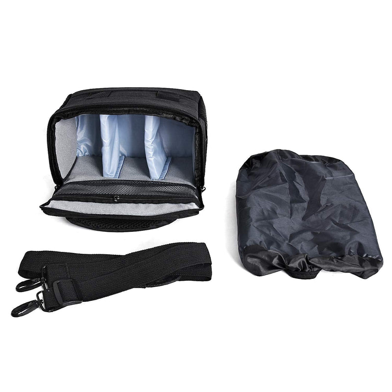 FOSOTO Waterproof (with Rain Cover) Shoulder Camera Case Bag Compatible for Nikon D5600 D750 D3300 Canon Rebel SL2 T7i EOS 80D 60D Sony A77II a68 a99II Travel DLSR SLR Camera Bags Black