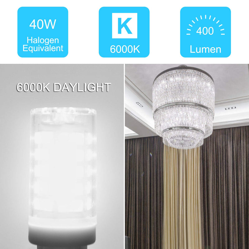 G9 LED Light Bulb Bi Pin Base,Winshine 6000K Daylight G9 Base Bulbs for Chandeliers,4W (40W Halogen Equivalent),360° Beam Angle,400LM,Non-dimmable for Home Lighting,6 Pack G9 6000K Daylight NO Dimmable