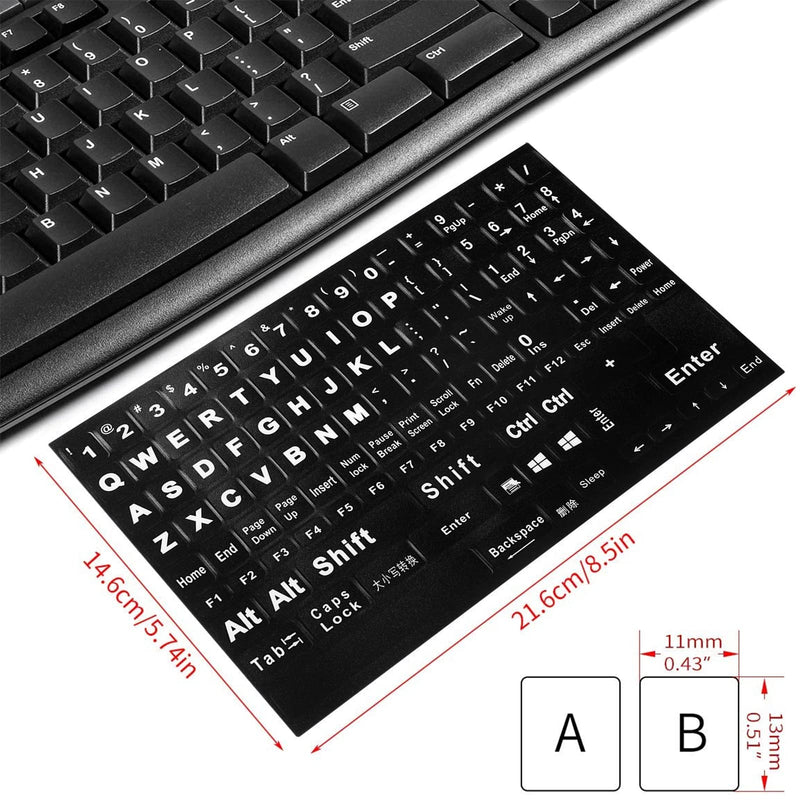 English Keyboard Stickers[6 in 1],Full Size Big Letter English Keyboard Sticker with Black Font on White Background Universal for Laptop Desktop Computer,Matte Keyboard Alphabet Sticker English-full Size-3PCS