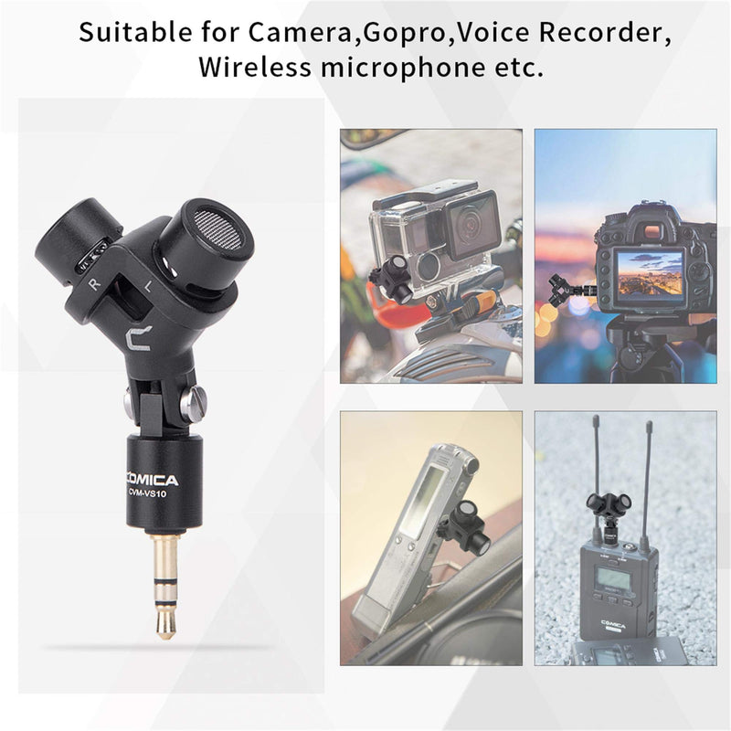 Comica CVM-VS10 Multifunctional Mini Stereo Microphone, XY Cardioid Directional Condenser Microphone With 90 Degree Adjustable, Camera Video Microphone For Gopro, Canon Sony Dslr Camera(3.5mm TRS)